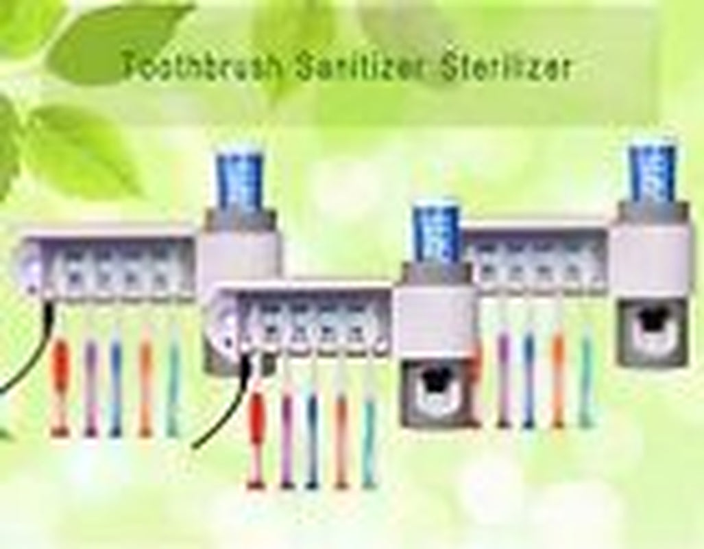 UV Light Sterilizer Toothbrush Holder Cleaner & Automatic Toothpaste Dispenser