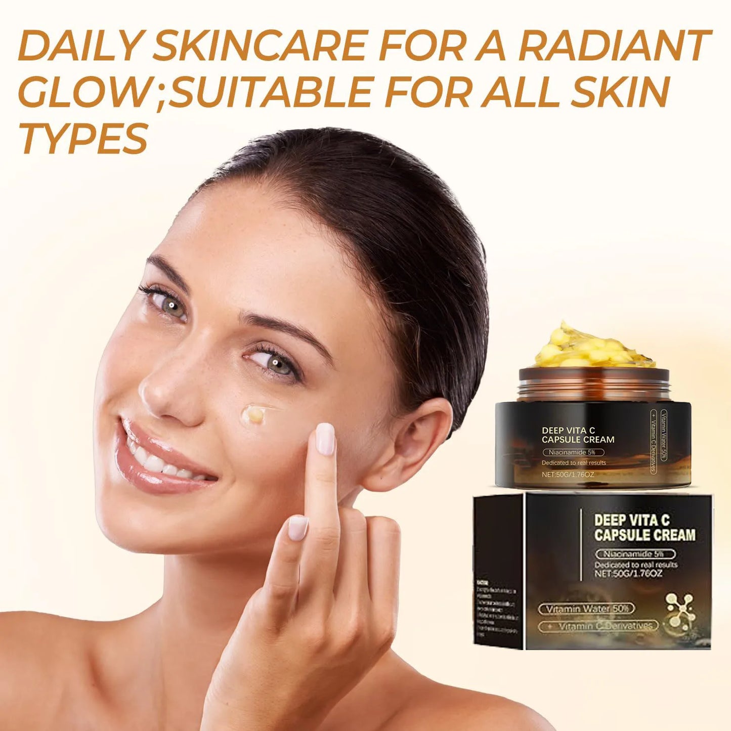 Deep Vitamin C Golden Capsule Hydrating Face Moisturizer, Antioxidant Protection, Lightweight Daily Skincare