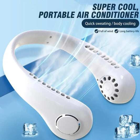 Portable Mini Hanging Neck Fan Bladeless Neckband Fan Air Cooler USB Rechargeable Electric Fans Hands-Free Cooling Solution