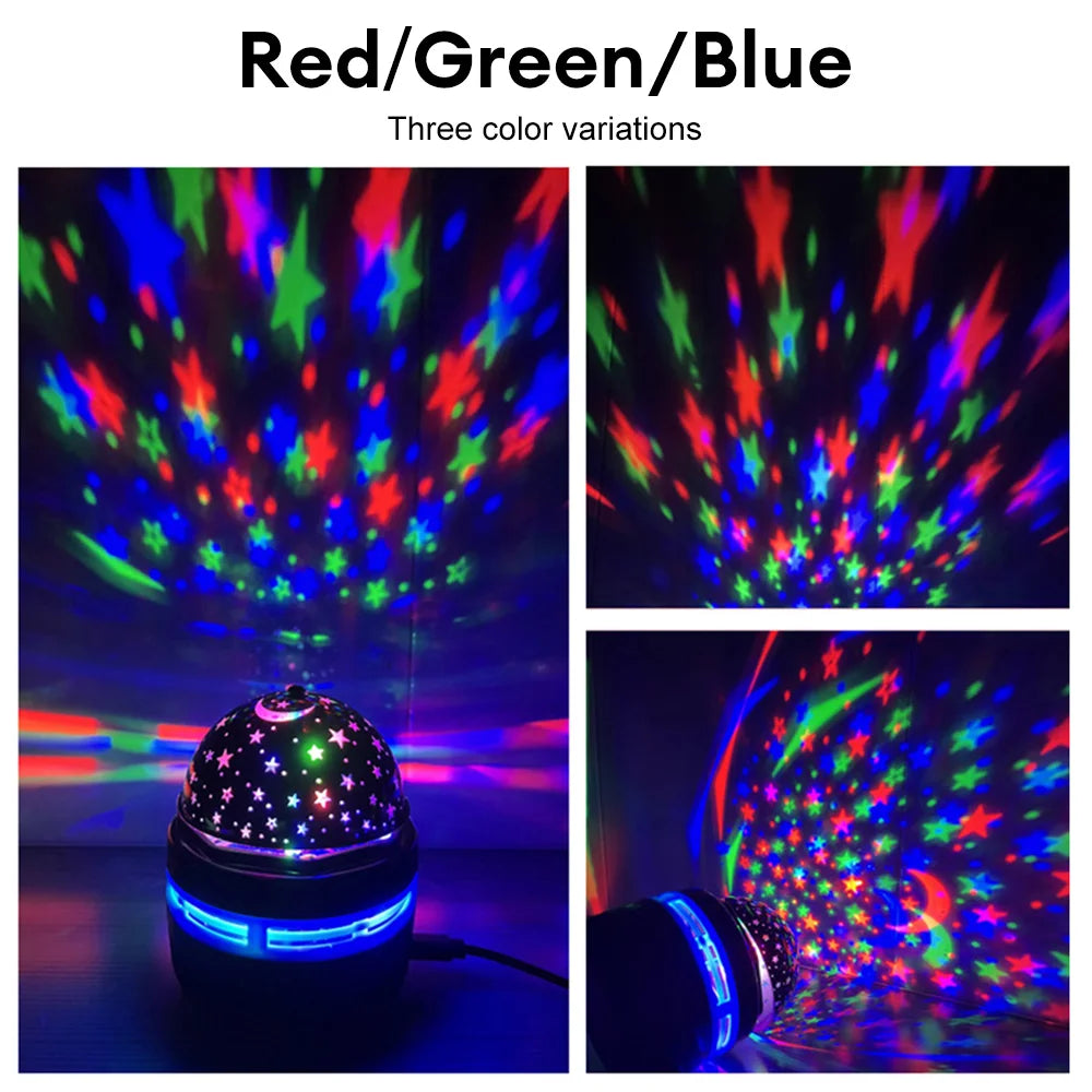 Multifunction LED Starry Sky Light Projection Night Light Bedside Bedroom Atmosphere Lamp Rotating StageLight Projector Lamp