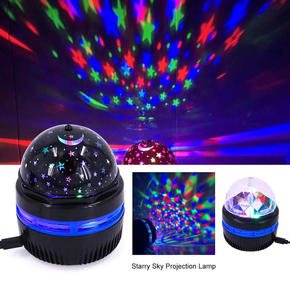 Multifunction LED Starry Sky Light Projection Night Light Bedside Bedroom Atmosphere Lamp Rotating StageLight Projector Lamp